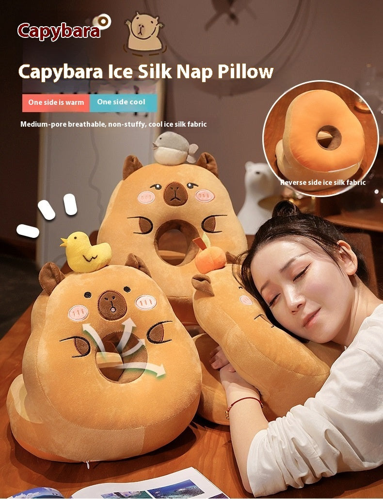 Creative Cute Capybara Ice Silk Afternoon Nap Lunch Break Artifact Plush Pillow - Bellarte Enchanté Creative Cute Capybara Ice Silk Afternoon Nap Lunch Break Artifact Plush Pillow