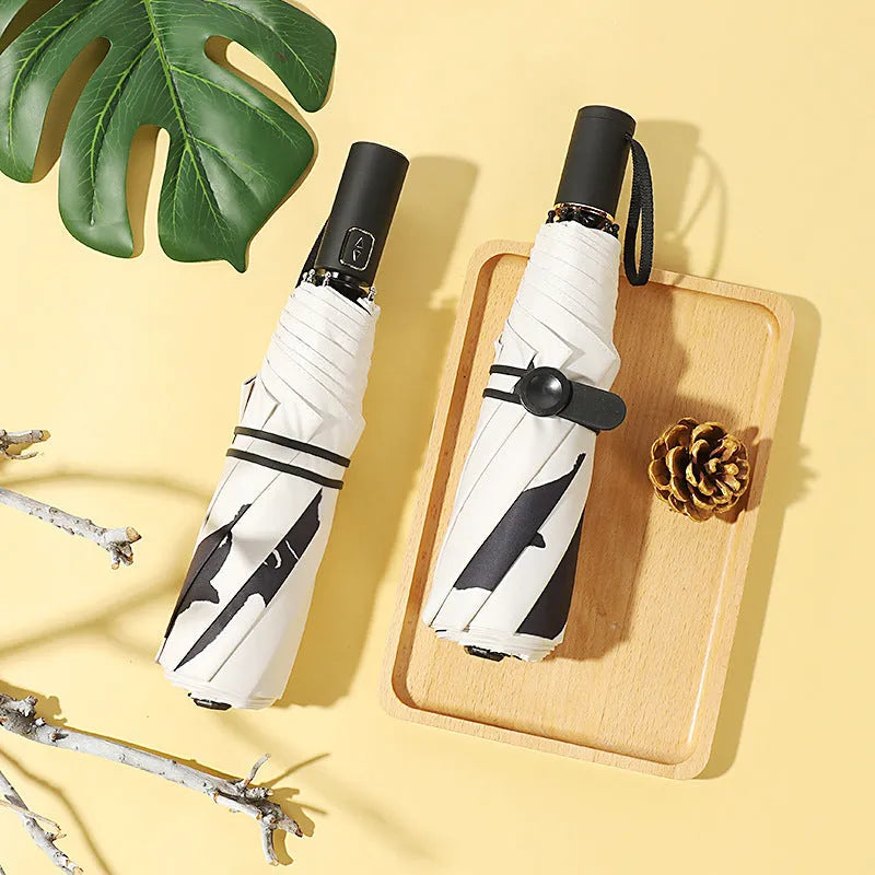 Creative Vinyl Automatic Three-folding Umbrella Dual-use Folding Sun Umbrella - Bellarte Enchanté Creative Vinyl Automatic Three-folding Umbrella Dual-use Folding Sun Umbrella