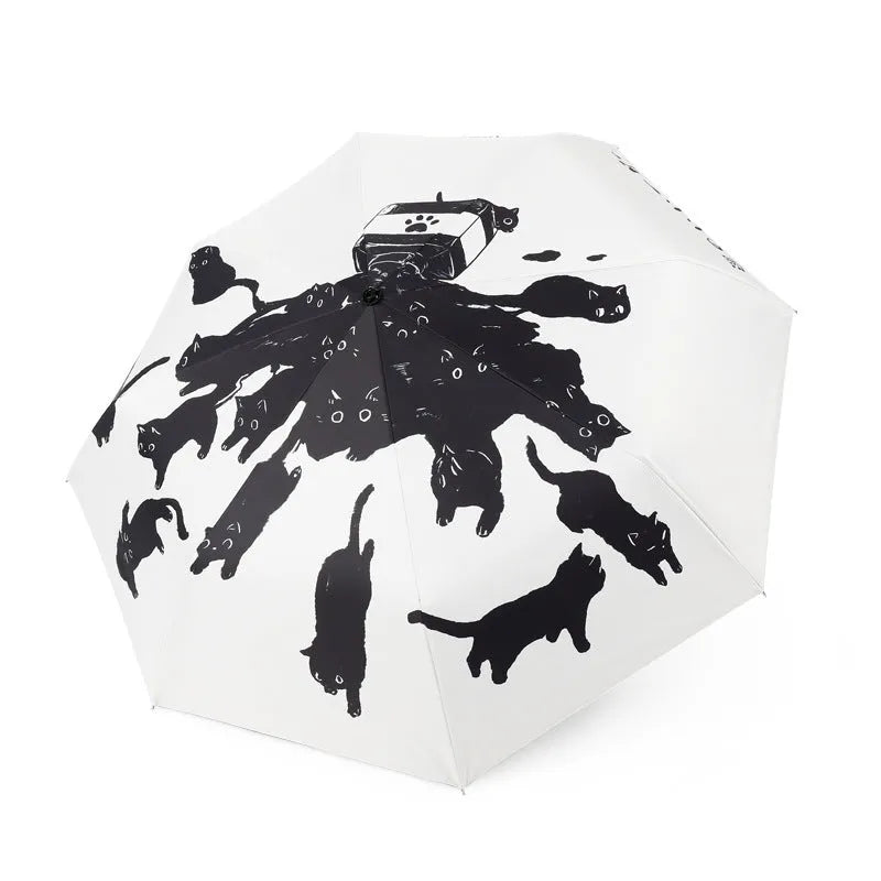 Creative Vinyl Automatic Three-folding Umbrella Dual-use Folding Sun Umbrella - Bellarte Enchanté Creative Vinyl Automatic Three-folding Umbrella Dual-use Folding Sun Umbrella