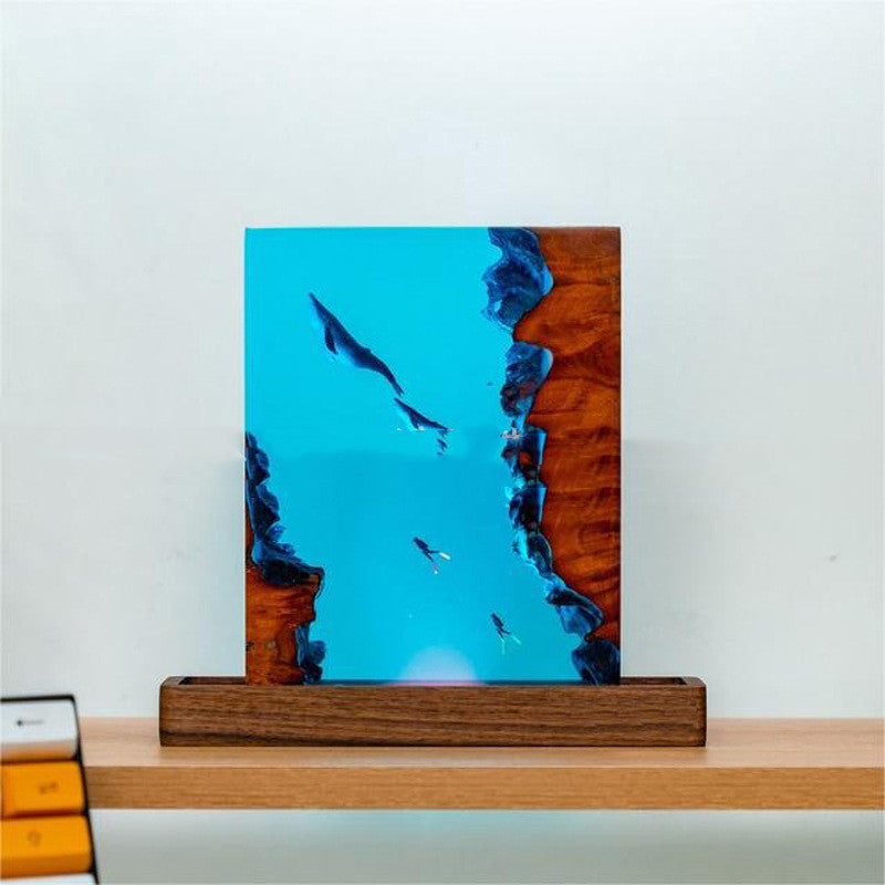 Creative Wood Epoxy Resin Whale Underwater World Small Night Lamp Real - Bellarte Enchanté Creative Wood Epoxy Resin Whale Underwater World Small Night Lamp Real