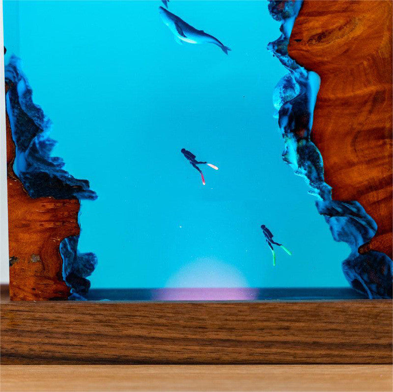 Creative Wood Epoxy Resin Whale Underwater World Small Night Lamp Real - Bellarte Enchanté Creative Wood Epoxy Resin Whale Underwater World Small Night Lamp Real