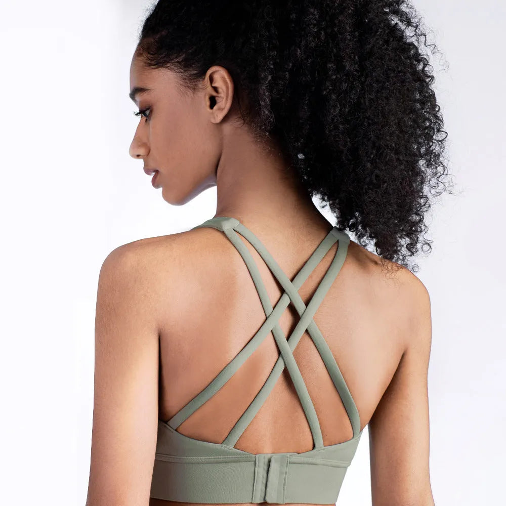 Cross Strap Buckle Sports Fitness Bra Yoga - Bellarte Enchanté Cross Strap Buckle Sports Fitness Bra Yoga