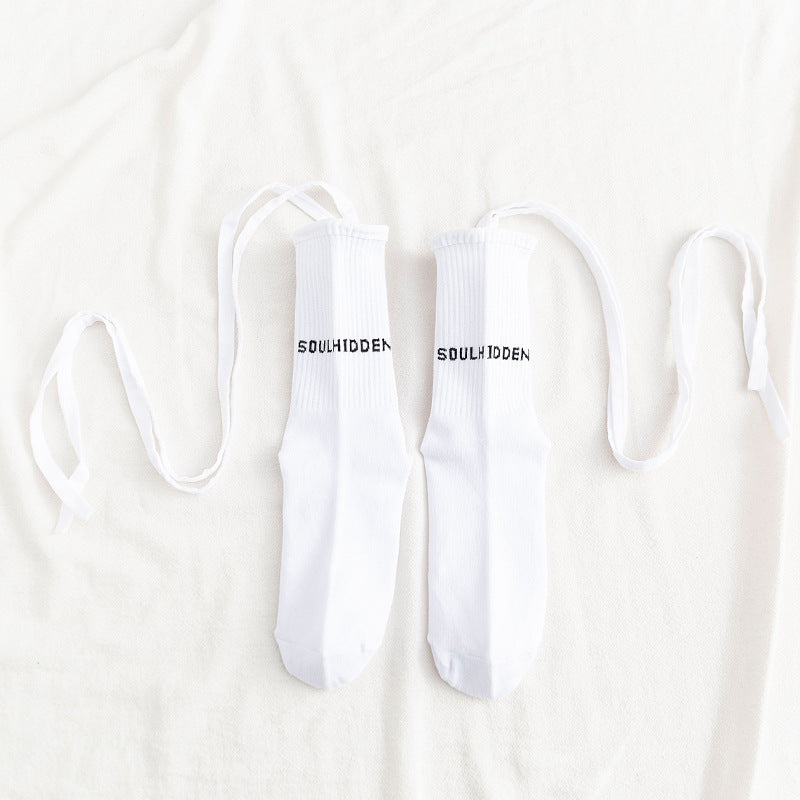 Cross Tie Socks Female Ins Eye-catching Tide Socks Calf Socks Medium Tube Socks - Bellarte Enchanté Cross Tie Socks Female Ins Eye-catching Tide Socks Calf Socks Medium Tube Socks