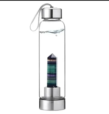 Crystal Infused Elixir Glass & Bamboo Water Bottle - Bellarte Enchanté Crystal Infused Elixir Glass & Bamboo Water Bottle