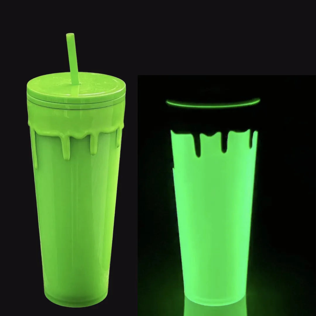 Cup With Straw Plastic Double Layer Durian Luminous Cup - Bellarte Enchanté Cup With Straw Plastic Double Layer Durian Luminous Cup