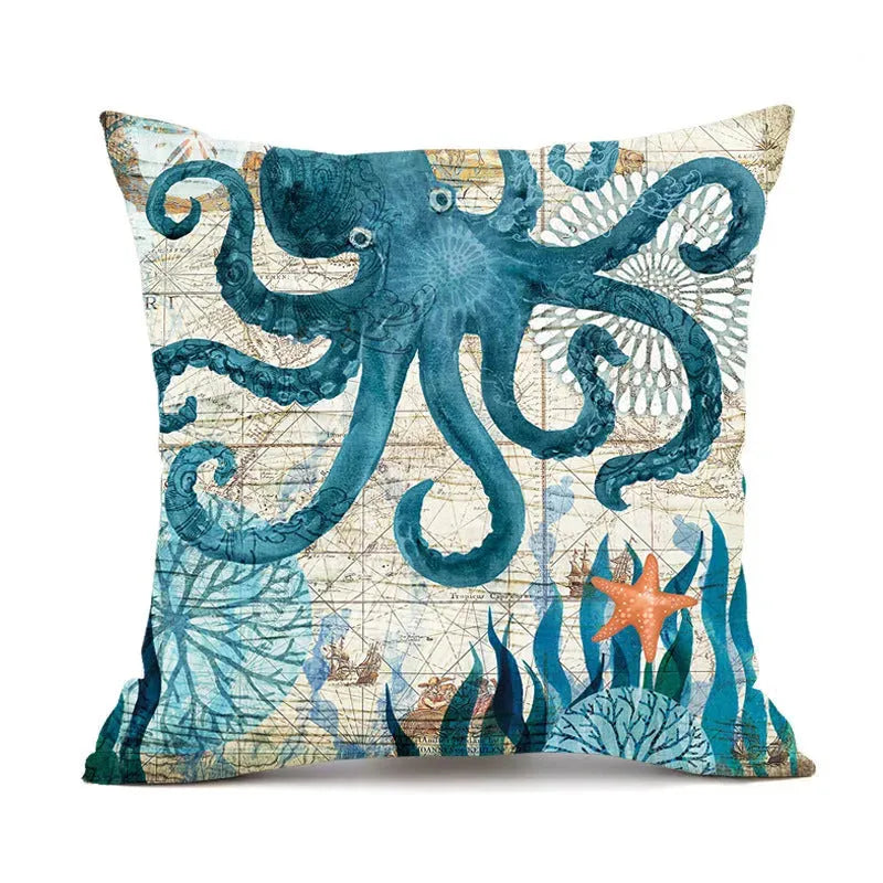 Cushion Covers Sea Turtle Printed Throw Pillow - Bellarte Enchanté Cushion Covers Sea Turtle Printed Throw Pillow