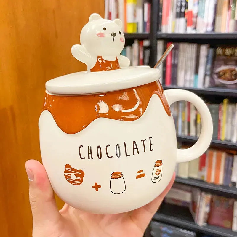 Cute Cartoon Ceramic Household Large Capacity Water Cup - Bellarte Enchanté Cute Cartoon Ceramic Household Large Capacity Water Cup