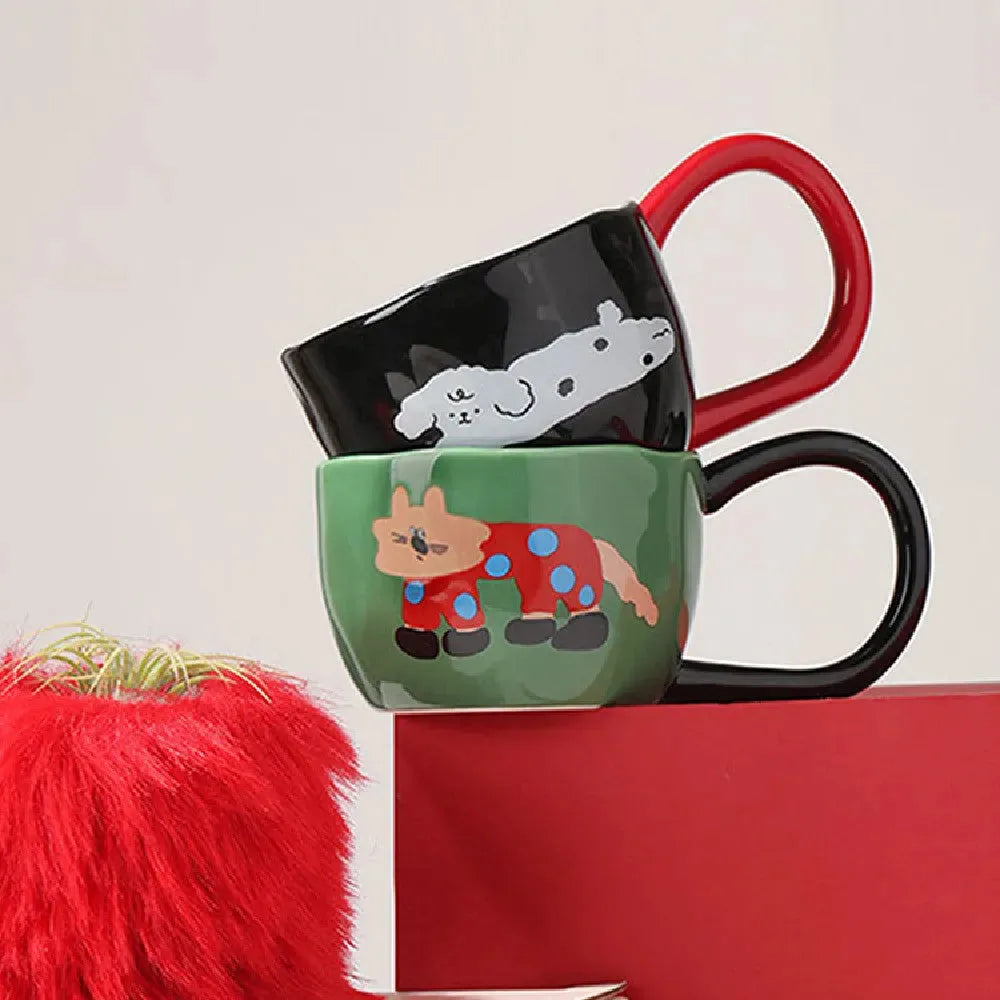 Cute Cartoon Milk Oatmeal Couple Coffee Mug - Bellarte Enchanté Cute Cartoon Milk Oatmeal Couple Coffee Mug