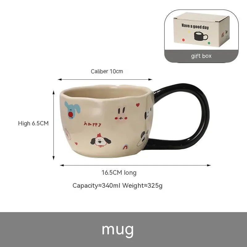 Cute Cartoon Milk Oatmeal Couple Coffee Mug - Bellarte Enchanté Cute Cartoon Milk Oatmeal Couple Coffee Mug