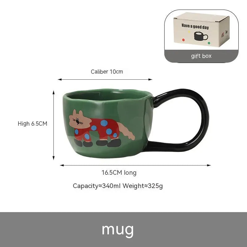 Cute Cartoon Milk Oatmeal Couple Coffee Mug - Bellarte Enchanté Cute Cartoon Milk Oatmeal Couple Coffee Mug