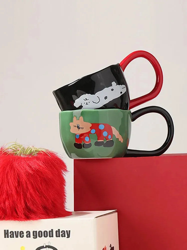 Cute Cartoon Milk Oatmeal Couple Coffee Mug - Bellarte Enchanté Cute Cartoon Milk Oatmeal Couple Coffee Mug