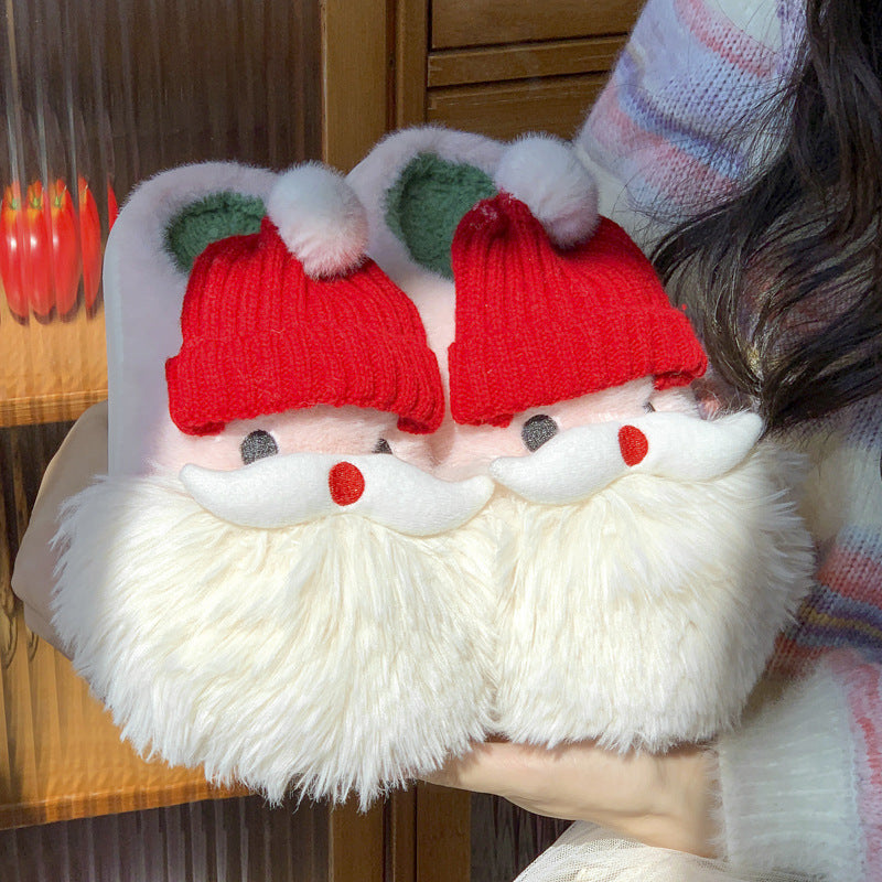 Cute Christmas Santa Claus Home Slippers Winter Warm Indoor Non-slip Floor Plush Shoes For Women - Bellarte Enchanté Cute Christmas Santa Claus Home Slippers Winter Warm Indoor Non-slip Floor Plush Shoes For Women
