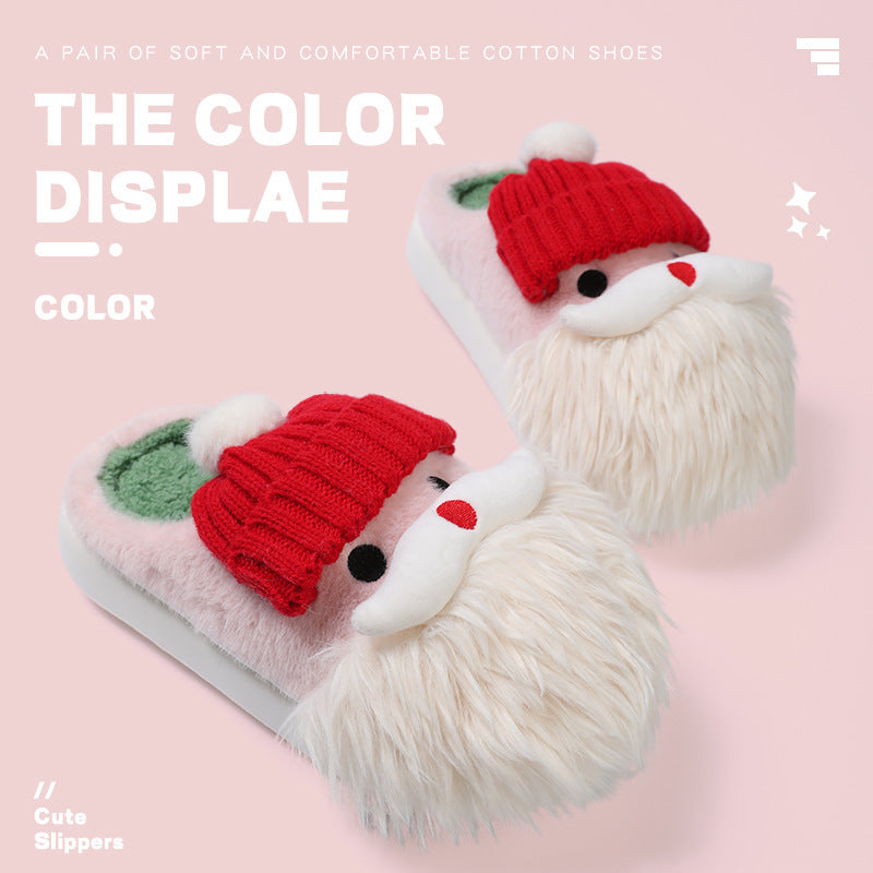 Cute Christmas Santa Claus Home Slippers Winter Warm Indoor Non-slip Floor Plush Shoes For Women - Bellarte Enchanté Cute Christmas Santa Claus Home Slippers Winter Warm Indoor Non-slip Floor Plush Shoes For Women