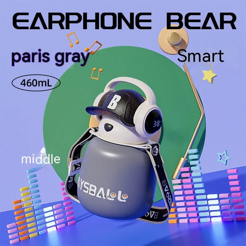 Cute Fashion Stainless Steel Wire Headset Bear Water Cup - Bellarte Enchanté Cute Fashion Stainless Steel Wire Headset Bear Water Cup