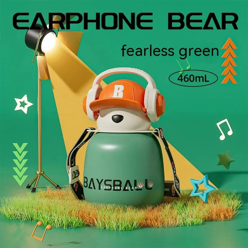 Cute Fashion Stainless Steel Wire Headset Bear Water Cup - Bellarte Enchanté Cute Fashion Stainless Steel Wire Headset Bear Water Cup