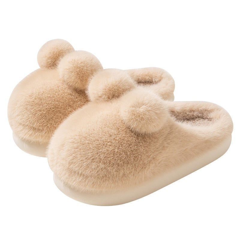 Cute Rabbit Indoor Home With Velvet Warmth Baotou EVA Anti Slip Slippers - Bellarte Enchanté Cute Rabbit Indoor Home With Velvet Warmth Baotou EVA Anti Slip Slippers