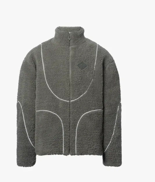 Men's Fashion Lamb Wool Hooded Zipper Coat