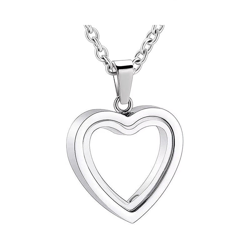 Peach Heart Four-color Cremains Pendant Openable Glass Photo Frame