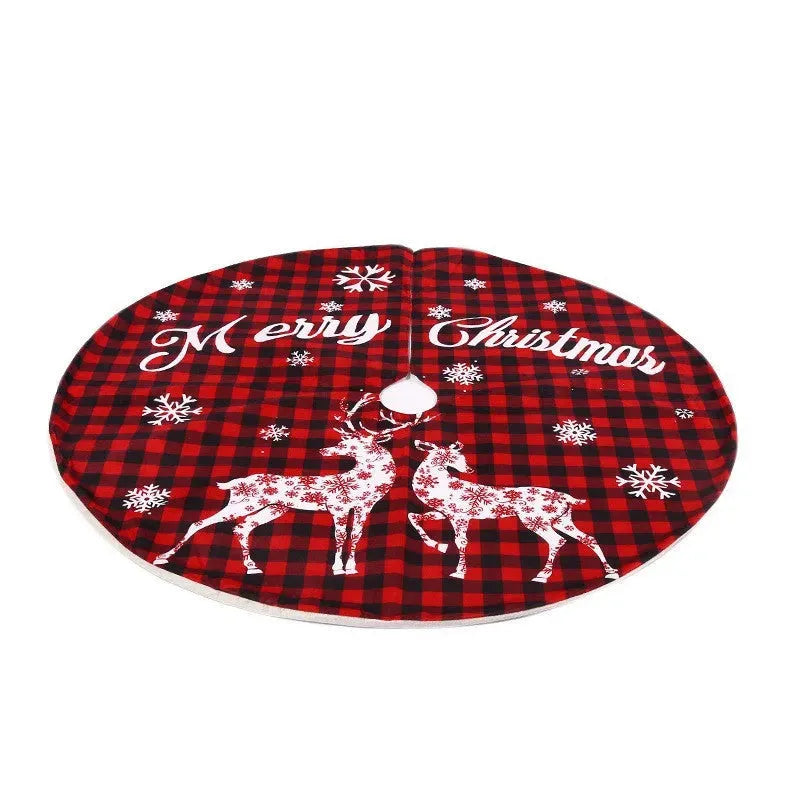 Decoration Red And Black Plaid 119cm Letter Elk Christmas-tree Skirt - Bellarte Enchanté Decoration Red And Black Plaid 119cm Letter Elk Christmas-tree Skirt