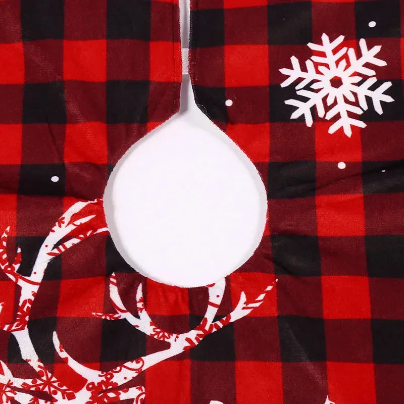 Decoration Red And Black Plaid 119cm Letter Elk Christmas-tree Skirt - Bellarte Enchanté Decoration Red And Black Plaid 119cm Letter Elk Christmas-tree Skirt