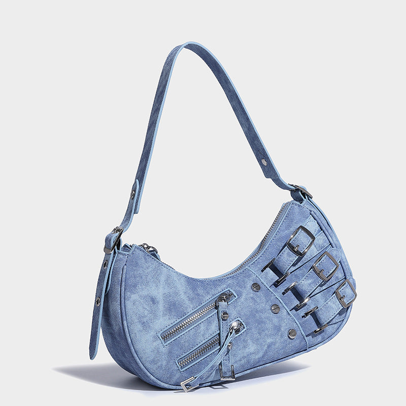 Denim Underarm Bag American Retro - Bellarte Enchanté Denim Underarm Bag American Retro