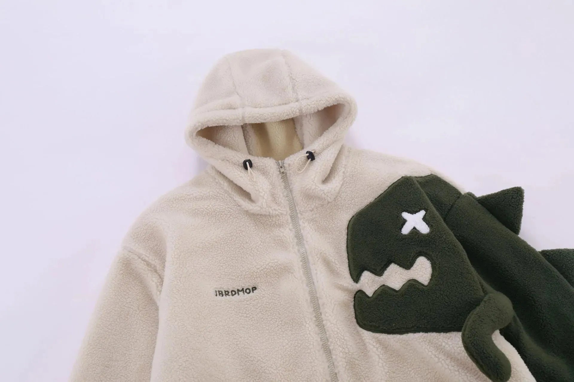 Design Sense Dinosaur Spliced Lamb Wool Coat Female - Bellarte Enchanté Design Sense Dinosaur Spliced Lamb Wool Coat Female