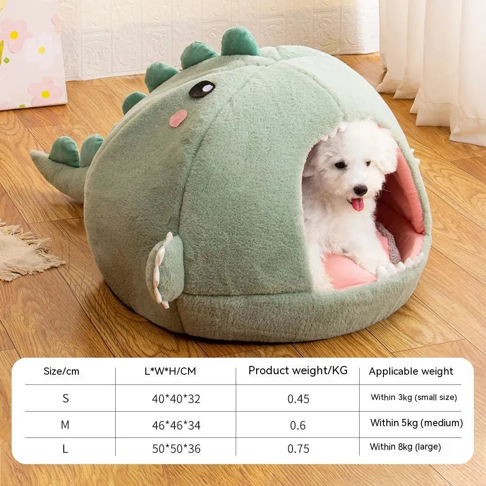 Dinosaur Pet Bed Cartoon Kennel Semi-closed - Bellarte Enchanté Dinosaur Pet Bed Cartoon Kennel Semi-closed