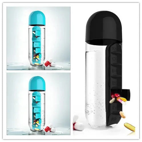 Direct Selling Two-In-One Water Cup Pill Box 7-Day Pill Box 7 Grids Outdoor Easy To Carry Water Bottle One Week With Pill Box Cup - Bellarte Enchanté Direct Selling Two-In-One Water Cup Pill Box 7-Day Pill Box 7 Grids Outdoor Easy To Carry Water Bottle One Week With Pill Box Cup