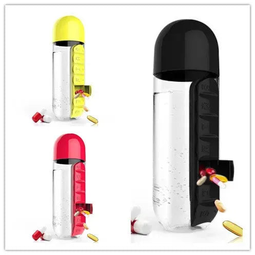 Direct Selling Two-In-One Water Cup Pill Box 7-Day Pill Box 7 Grids Outdoor Easy To Carry Water Bottle One Week With Pill Box Cup - Bellarte Enchanté Direct Selling Two-In-One Water Cup Pill Box 7-Day Pill Box 7 Grids Outdoor Easy To Carry Water Bottle One Week With Pill Box Cup