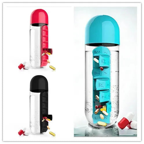 Direct Selling Two-In-One Water Cup Pill Box 7-Day Pill Box 7 Grids Outdoor Easy To Carry Water Bottle One Week With Pill Box Cup - Bellarte Enchanté Direct Selling Two-In-One Water Cup Pill Box 7-Day Pill Box 7 Grids Outdoor Easy To Carry Water Bottle One Week With Pill Box Cup