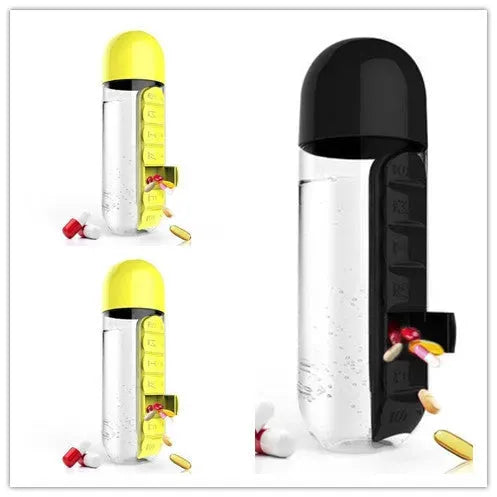 Direct Selling Two-In-One Water Cup Pill Box 7-Day Pill Box 7 Grids Outdoor Easy To Carry Water Bottle One Week With Pill Box Cup - Bellarte Enchanté Direct Selling Two-In-One Water Cup Pill Box 7-Day Pill Box 7 Grids Outdoor Easy To Carry Water Bottle One Week With Pill Box Cup