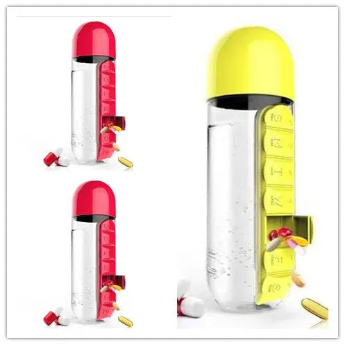 Direct Selling Two-In-One Water Cup Pill Box 7-Day Pill Box 7 Grids Outdoor Easy To Carry Water Bottle One Week With Pill Box Cup - Bellarte Enchanté Direct Selling Two-In-One Water Cup Pill Box 7-Day Pill Box 7 Grids Outdoor Easy To Carry Water Bottle One Week With Pill Box Cup