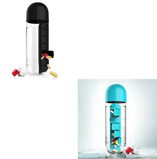 Direct Selling Two-In-One Water Cup Pill Box 7-Day Pill Box 7 Grids Outdoor Easy To Carry Water Bottle One Week With Pill Box Cup - Bellarte Enchanté Direct Selling Two-In-One Water Cup Pill Box 7-Day Pill Box 7 Grids Outdoor Easy To Carry Water Bottle One Week With Pill Box Cup