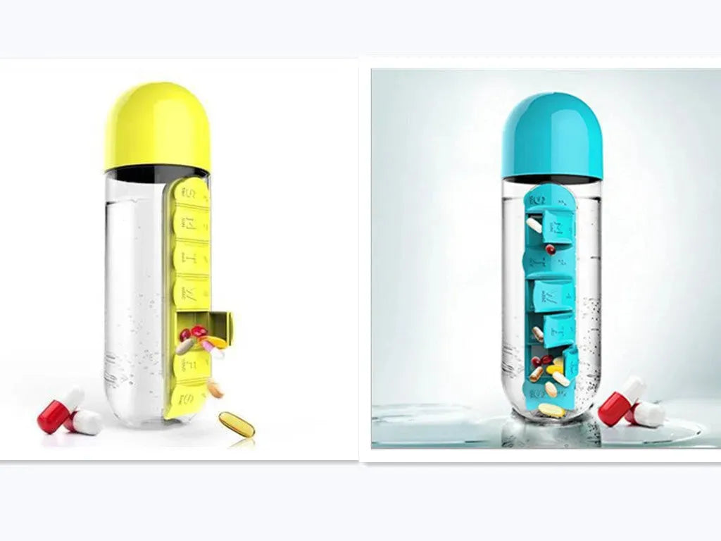 Direct Selling Two-In-One Water Cup Pill Box 7-Day Pill Box 7 Grids Outdoor Easy To Carry Water Bottle One Week With Pill Box Cup - Bellarte Enchanté Direct Selling Two-In-One Water Cup Pill Box 7-Day Pill Box 7 Grids Outdoor Easy To Carry Water Bottle One Week With Pill Box Cup