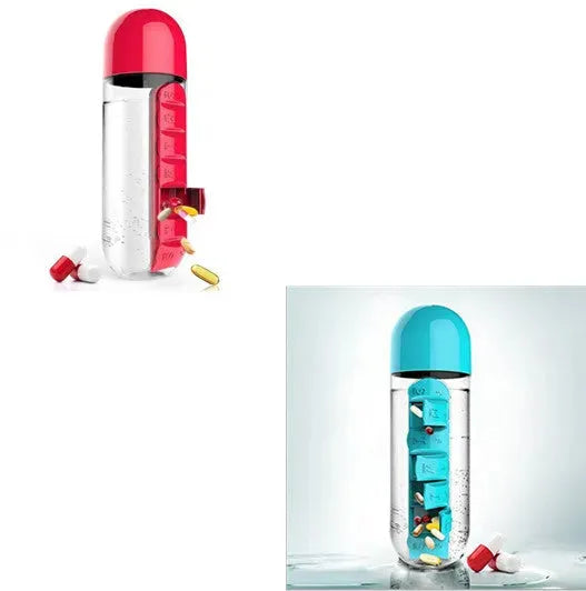 Direct Selling Two-In-One Water Cup Pill Box 7-Day Pill Box 7 Grids Outdoor Easy To Carry Water Bottle One Week With Pill Box Cup - Bellarte Enchanté Direct Selling Two-In-One Water Cup Pill Box 7-Day Pill Box 7 Grids Outdoor Easy To Carry Water Bottle One Week With Pill Box Cup