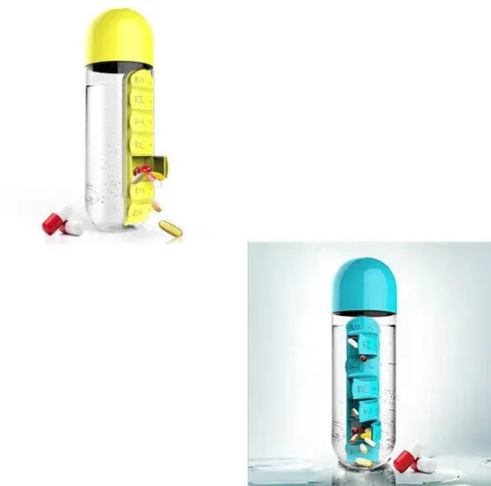 Direct Selling Two-In-One Water Cup Pill Box 7-Day Pill Box 7 Grids Outdoor Easy To Carry Water Bottle One Week With Pill Box Cup - Bellarte Enchanté Direct Selling Two-In-One Water Cup Pill Box 7-Day Pill Box 7 Grids Outdoor Easy To Carry Water Bottle One Week With Pill Box Cup
