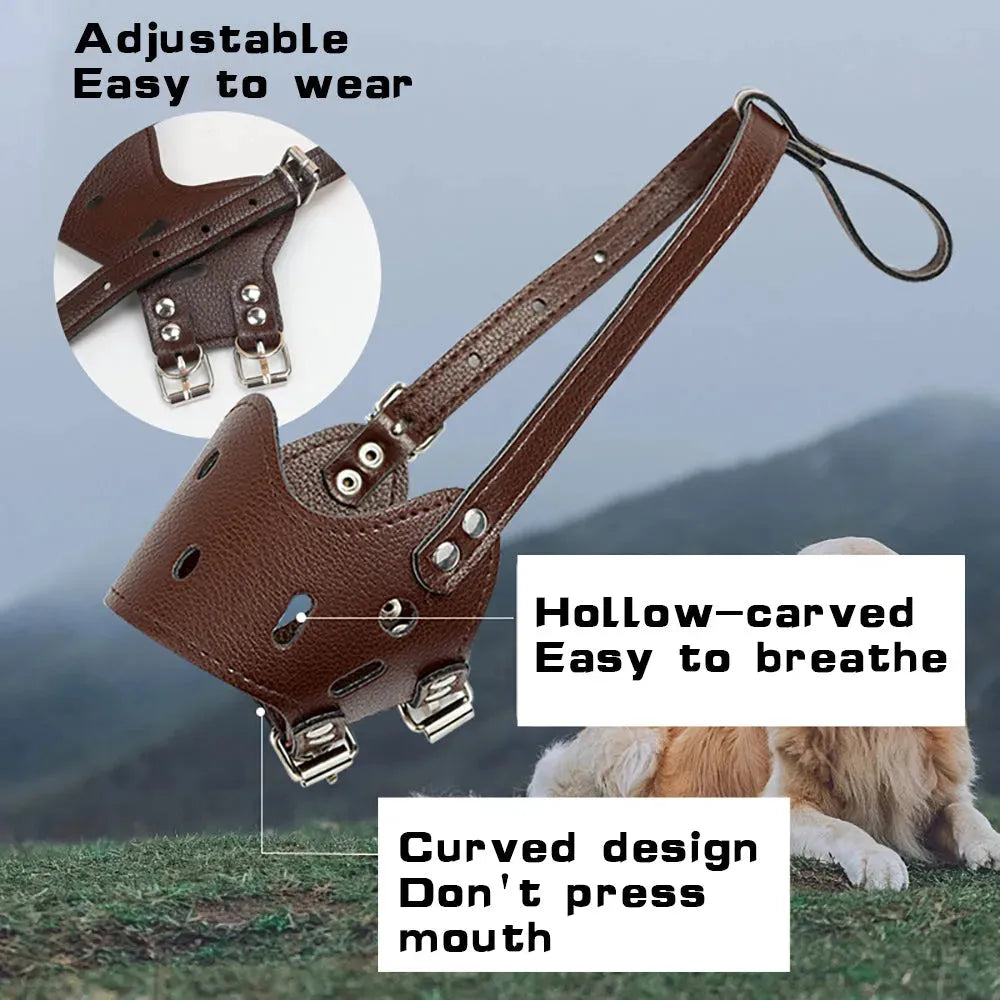 Dog Muzzle Leather, Comfort Secure Anti-Barking Muzzles - Bellarte Enchanté Dog Muzzle Leather, Comfort Secure Anti-Barking Muzzles