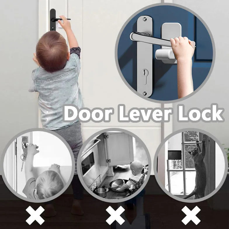 Door Lever Lock Child Pets Safety Lock Door Handle Fixed Anti-theft For Door Children Safety Care Door Stops - Bellarte Enchanté Door Lever Lock Child Pets Safety Lock Door Handle Fixed Anti-theft For Door Children Safety Care Door Stops