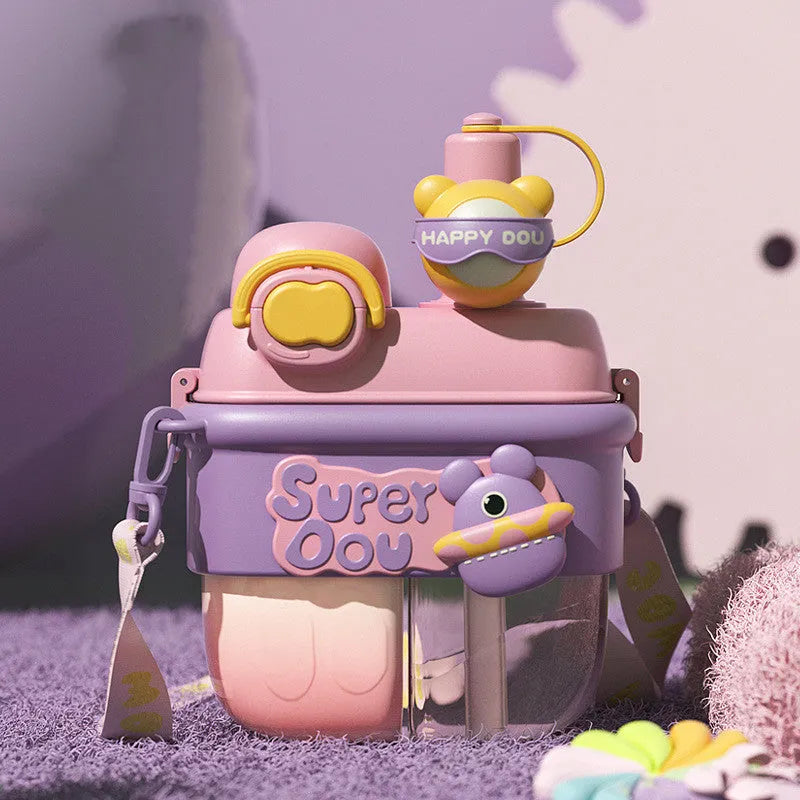 Double Drinking Plastic Cup With Rope Outdoor Portable - Bellarte Enchanté Double Drinking Plastic Cup With Rope Outdoor Portable