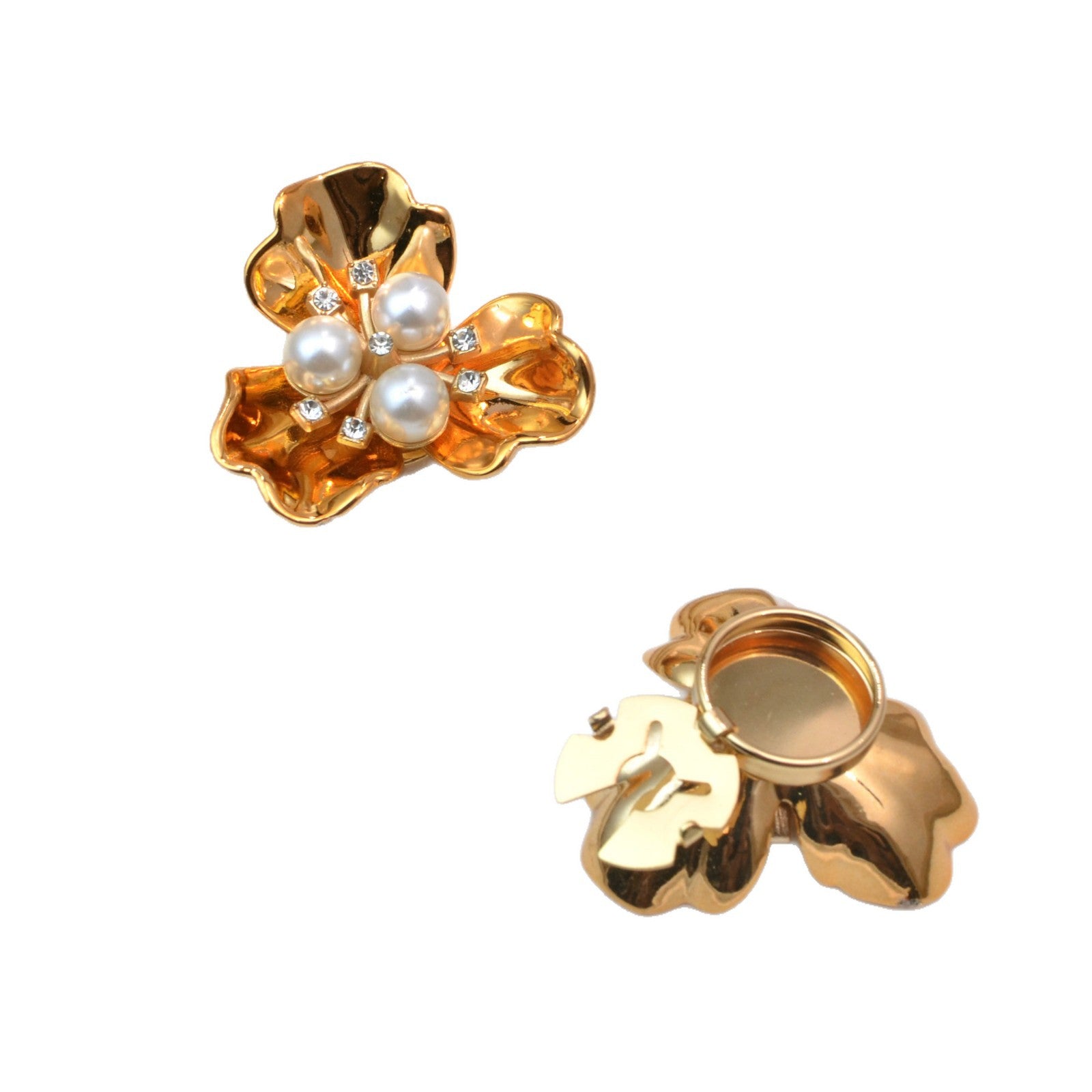 Delicate Pearl Three-flap Printed Shirt Cufflinks