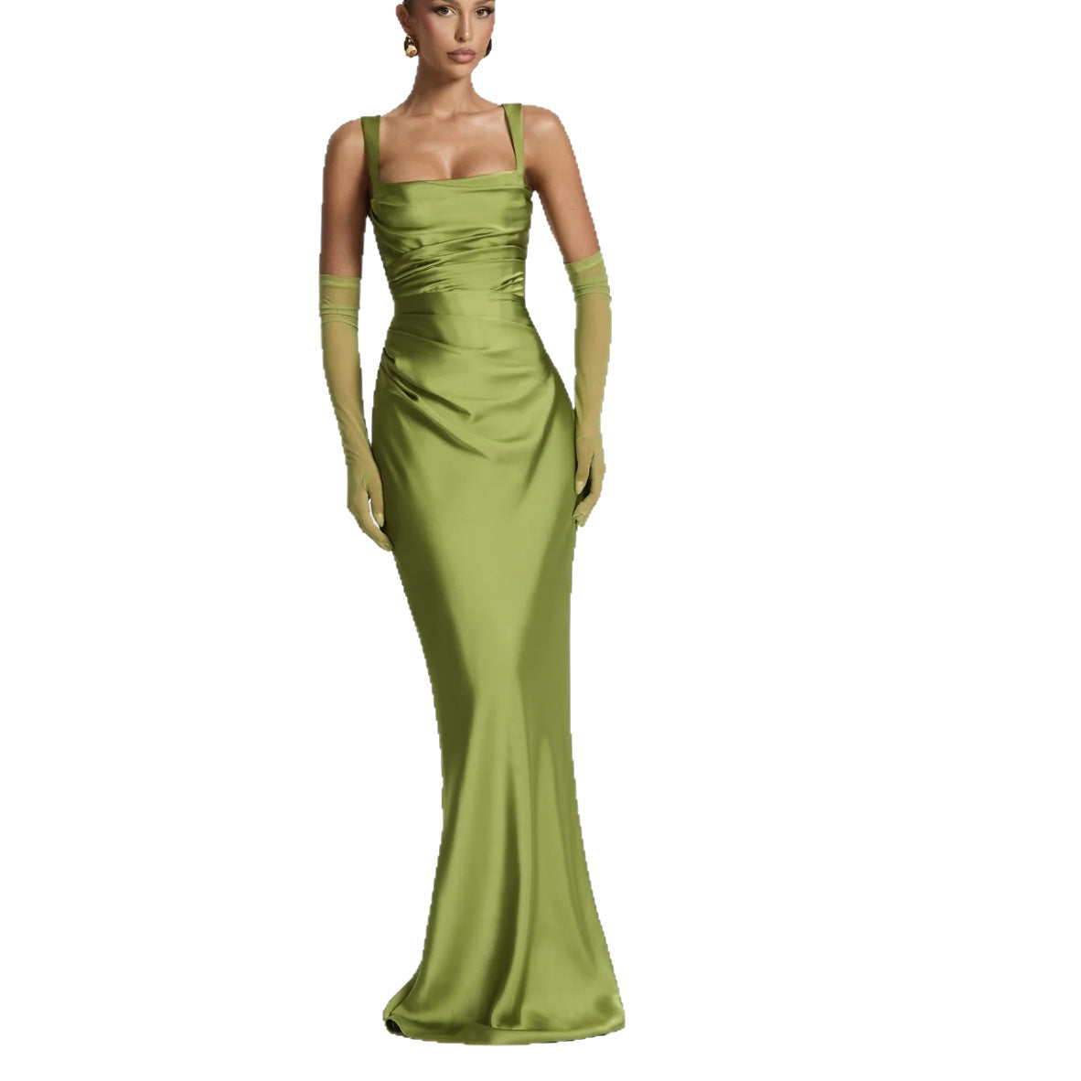 Sleeveless Sling Maxi Dress - Elegant High-Waist Design