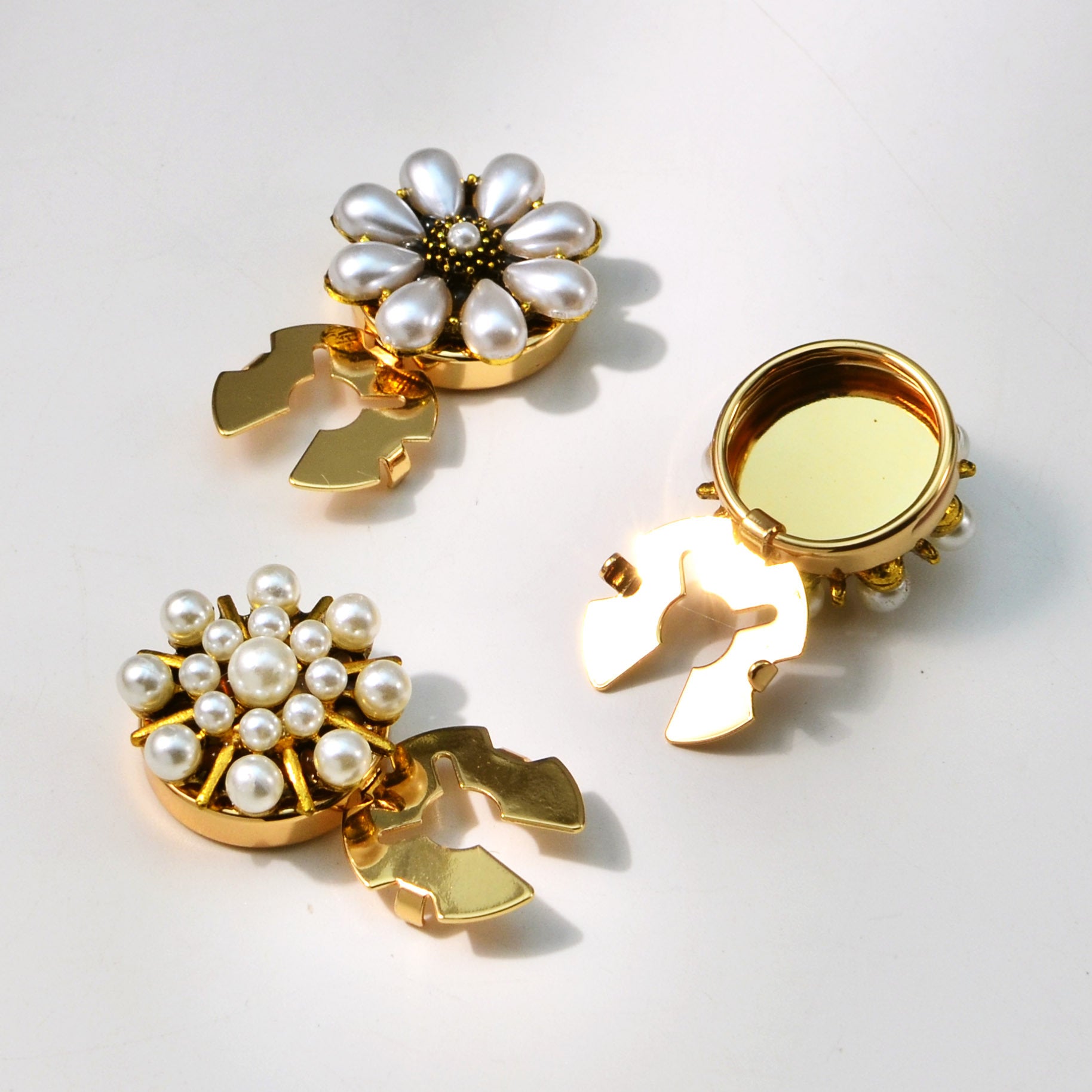 Cufflink Fashion Brooch Clasp Pearl Rhinestone