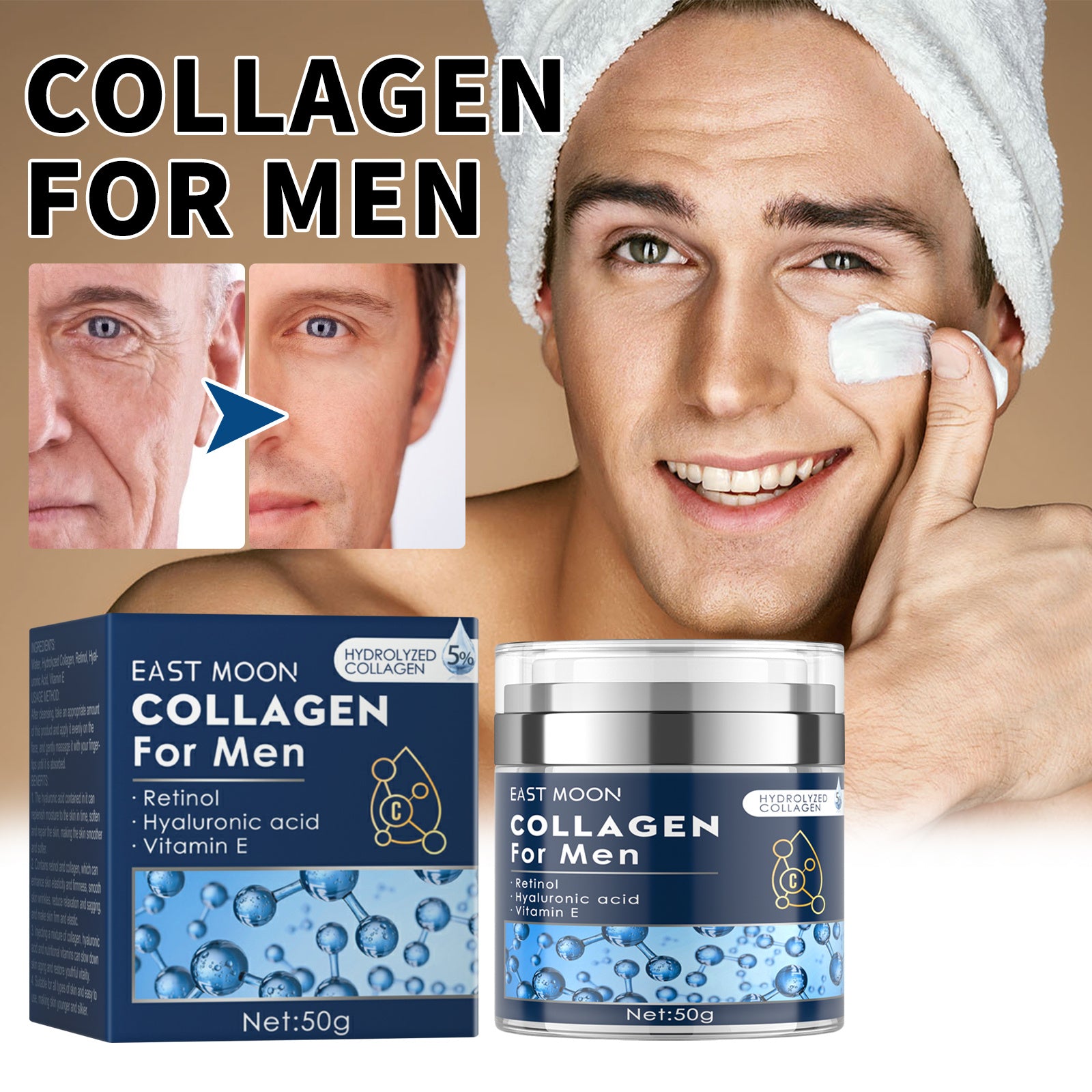 East Moon Collagen Cream, Fade Fine Lines Wrinkle Tight Facial Skin Moisturizing Anti-Aging Cream - Bellarte Enchanté East Moon Collagen Cream, Fade Fine Lines Wrinkle Tight Facial Skin Moisturizing Anti-Aging Cream