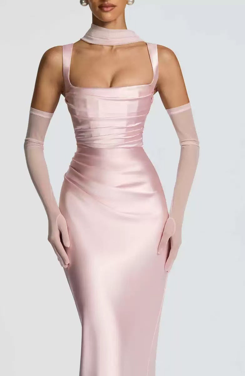 Sleeveless Sling Maxi Dress - Elegant High-Waist Design