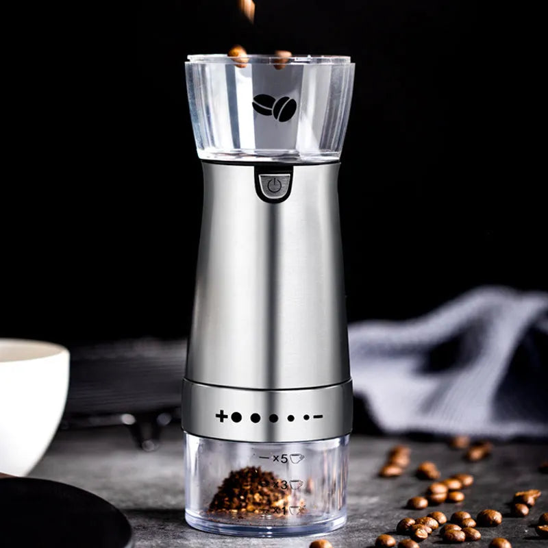 Electric Coffee Grinder Stainless Steel Adjustable Hand Grinder Coffee Machine Coffee Bean Burr Grinders Mill Kitchen Tool - Bellarte Enchanté Electric Coffee Grinder Stainless Steel Adjustable Hand Grinder Coffee Machine Coffee Bean Burr Grinders Mill Kitchen Tool