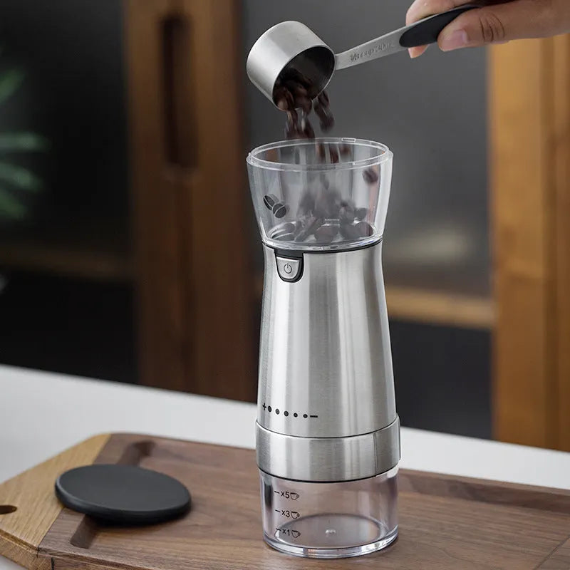 Electric Coffee Grinder Stainless Steel Adjustable Hand Grinder Coffee Machine Coffee Bean Burr Grinders Mill Kitchen Tool - Bellarte Enchanté Electric Coffee Grinder Stainless Steel Adjustable Hand Grinder Coffee Machine Coffee Bean Burr Grinders Mill Kitchen Tool