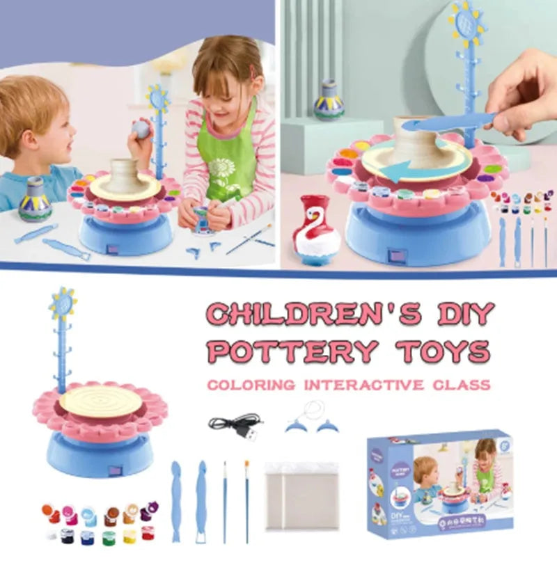 Electric Pottery Drawing Machine Clay Toy Diy Set - Bellarte Enchanté Electric Pottery Drawing Machine Clay Toy Diy Set