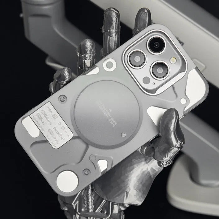 Electroplated Mechanical Silver Phone Case Magnetic Bracket - Bellarte Enchanté Electroplated Mechanical Silver Phone Case Magnetic Bracket