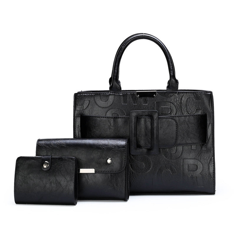 Embossed letters one-shoulder three-piece mother and daughter bag - Bellarte Enchanté Embossed letters one-shoulder three-piece mother and daughter bag