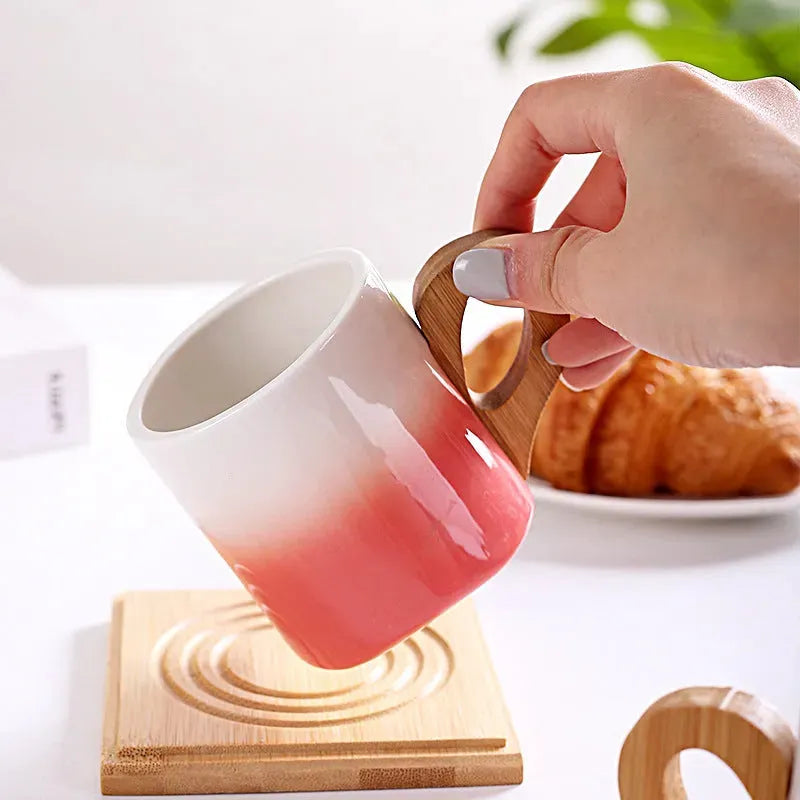 European Creative Bamboo Handle Cup Good-looking Gift Breakfast Milk Coffee Cup - Bellarte Enchanté European Creative Bamboo Handle Cup Good-looking Gift Breakfast Milk Coffee Cup